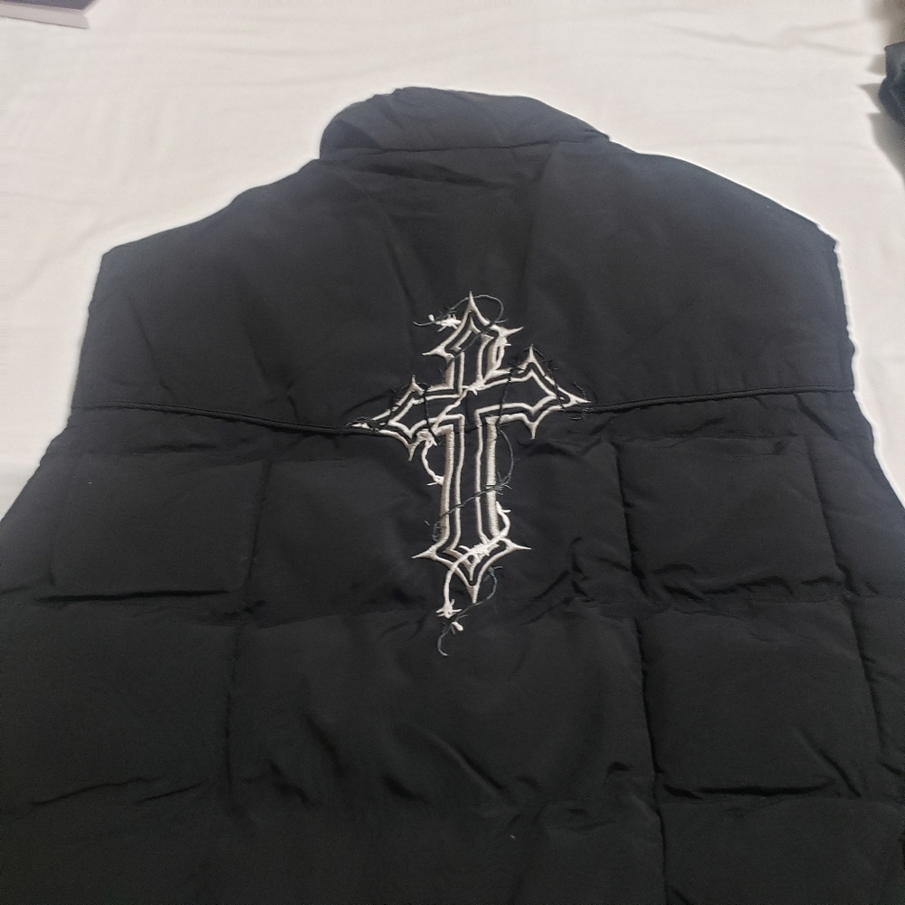 COWBOY....Chrome Hearts Black Puffer Vest..size:M - Picture 6 of 12